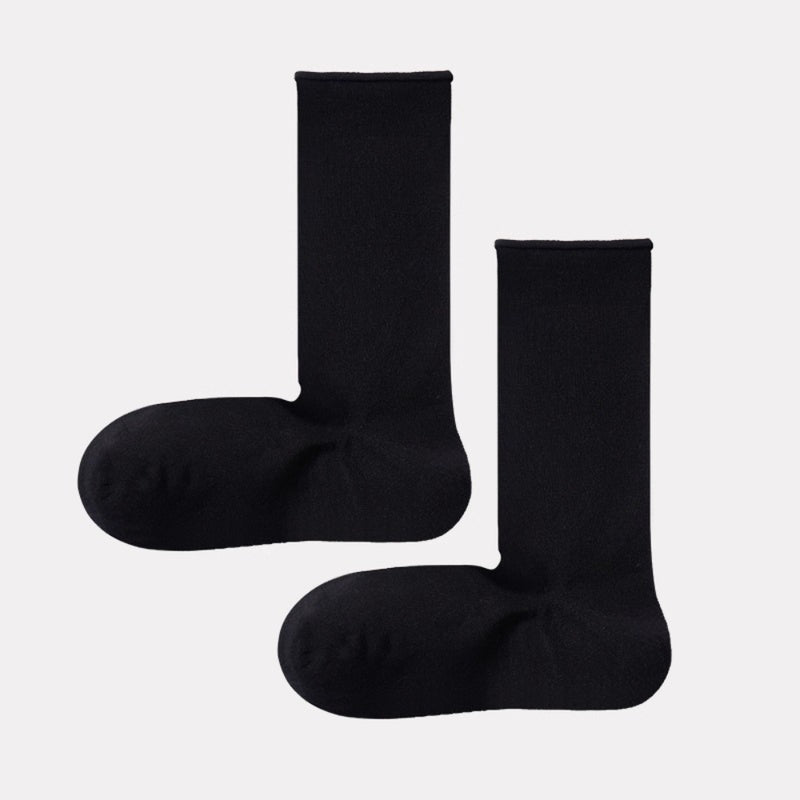 Women Silky Rolled Edge Mid-Calf Tube Socks