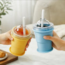 Collapsible Ice Maker Cup with Lid & Straw