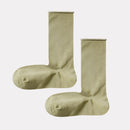 Women Silky Rolled Edge Mid-Calf Tube Socks